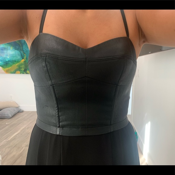 BCBG BLACK LEATHER STRAPPY SRESS HIGH LOW - Picture 6 of 7